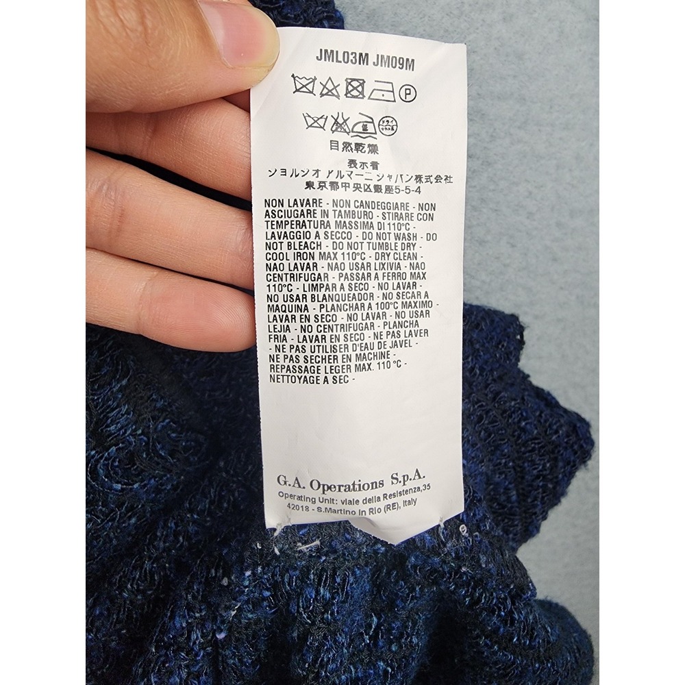 Armani Collezioni Cardigan Sweater Womens 10 Blue Boucle Knit Fringe Pockets - Picture 5 of 9